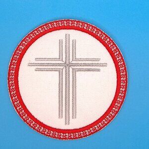 Cross embroidered iron on patch